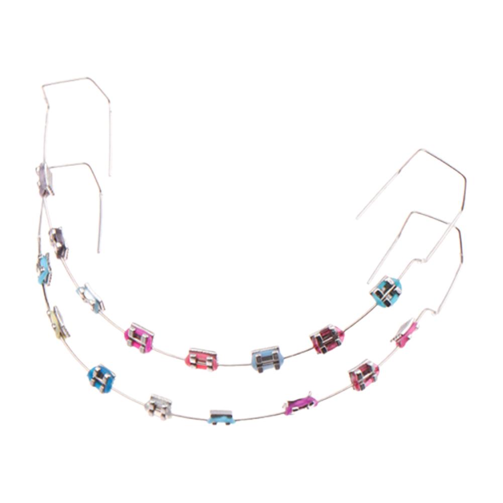 1 Pair Dental Fake Braces with Storage Box Temporary Tooth Decoration Metal Wires Bracket Orthodontic Ligature Ties Dental Tool