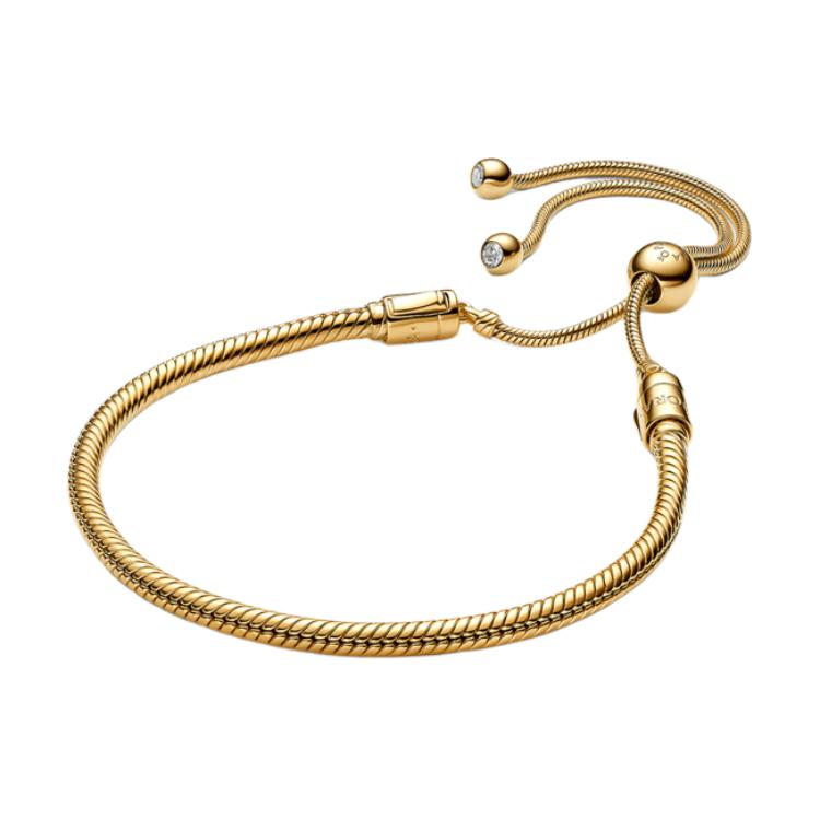 Pandora Adjustable Design 14K Gold Plated Copper Silver Alloy Cubic Zirconia Bracelet Women bracelet 563580C01 Box