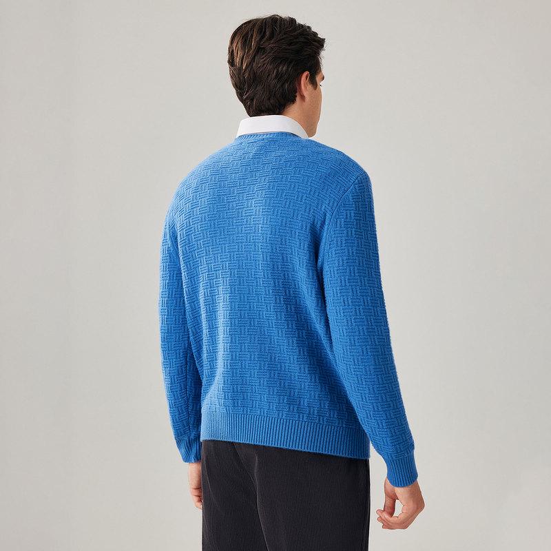 Men's 100% Wool Round Neck Thick Knit Sweater