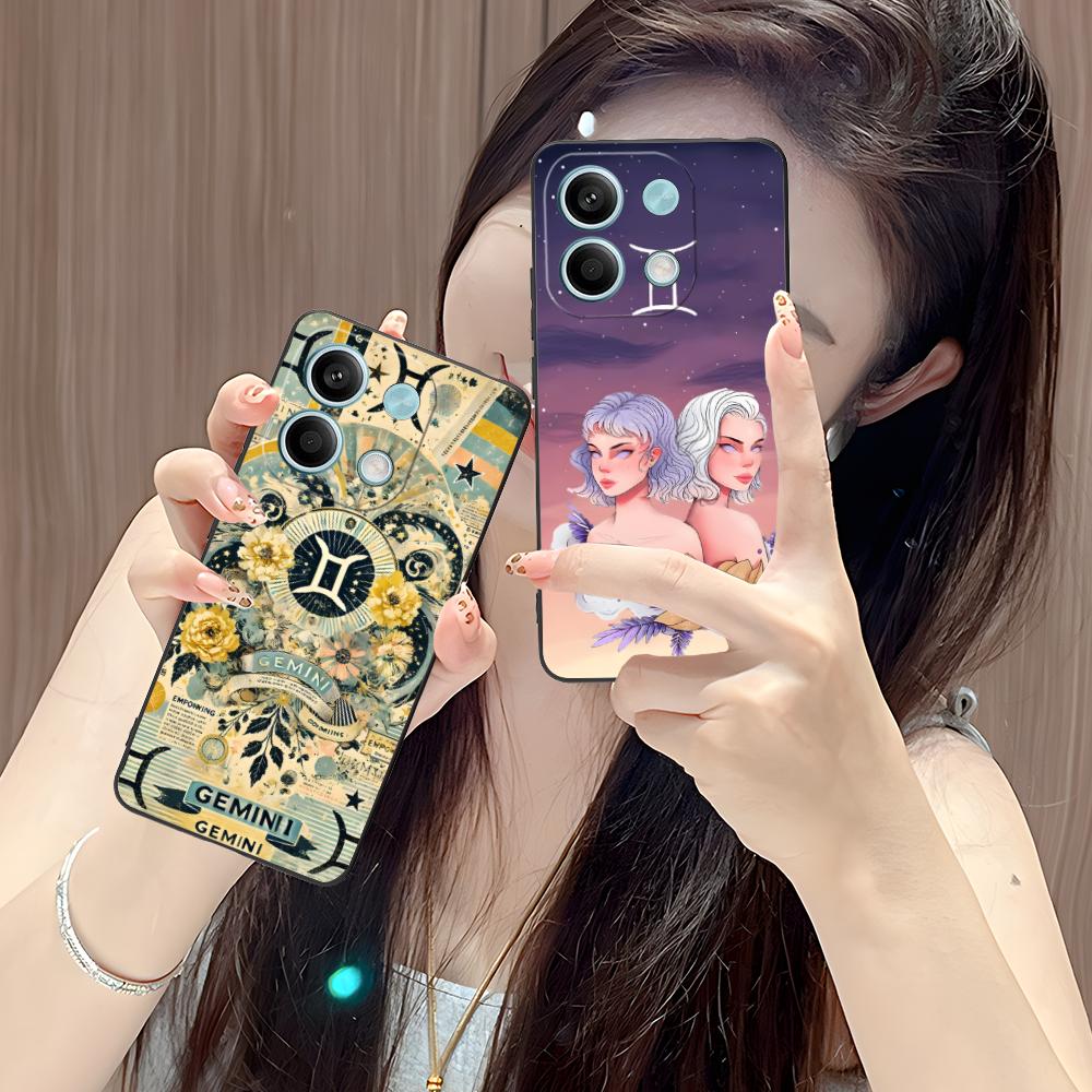 Zodiac Sign Gemini Mobile Phone Case for POCO M7 M6 M5 M4 M3 X7 X6 X5 X4 X3 Pro GT 5G Colorful Printing Cover Pretty Luxury