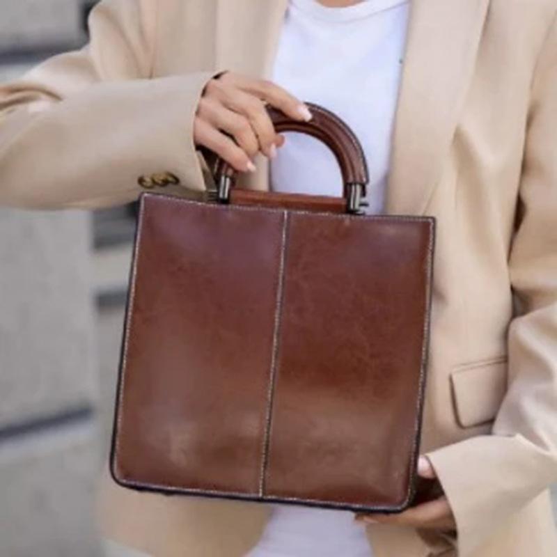 Dámská kabelka z pravé kůže, Kabelka do práce, Retro velká taška Tote, Dámská taška přes rameno