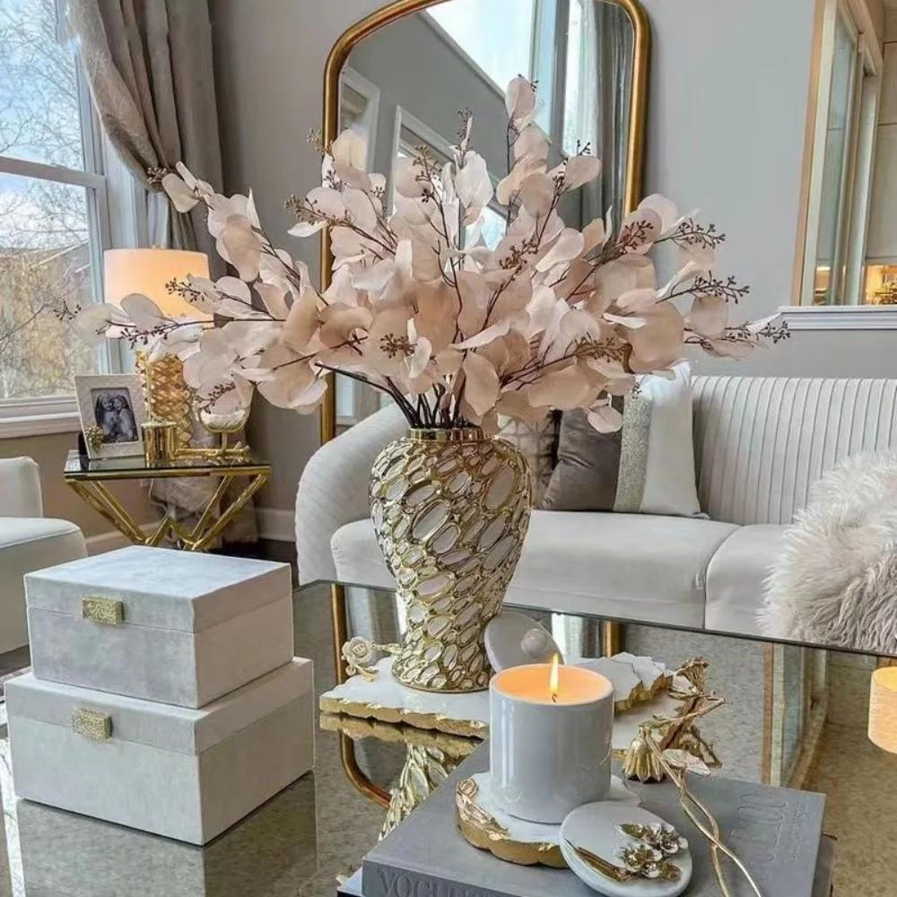 home decor vases Ceramic electroplated general jar Nordic flower vase handicraft decoration foyer soft decoration storage jars