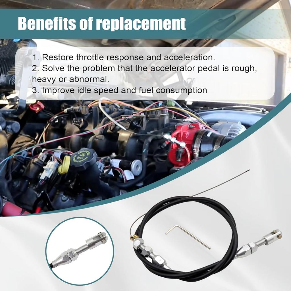 GXARTS 36" LS Throttle Cable Compatible With Chevrolet 1997-2007 LS1 Engine 4.8L 5.3L 5.7L 6.0L LS Swap Fuel Line Kit Carburetor Accelerator Cable