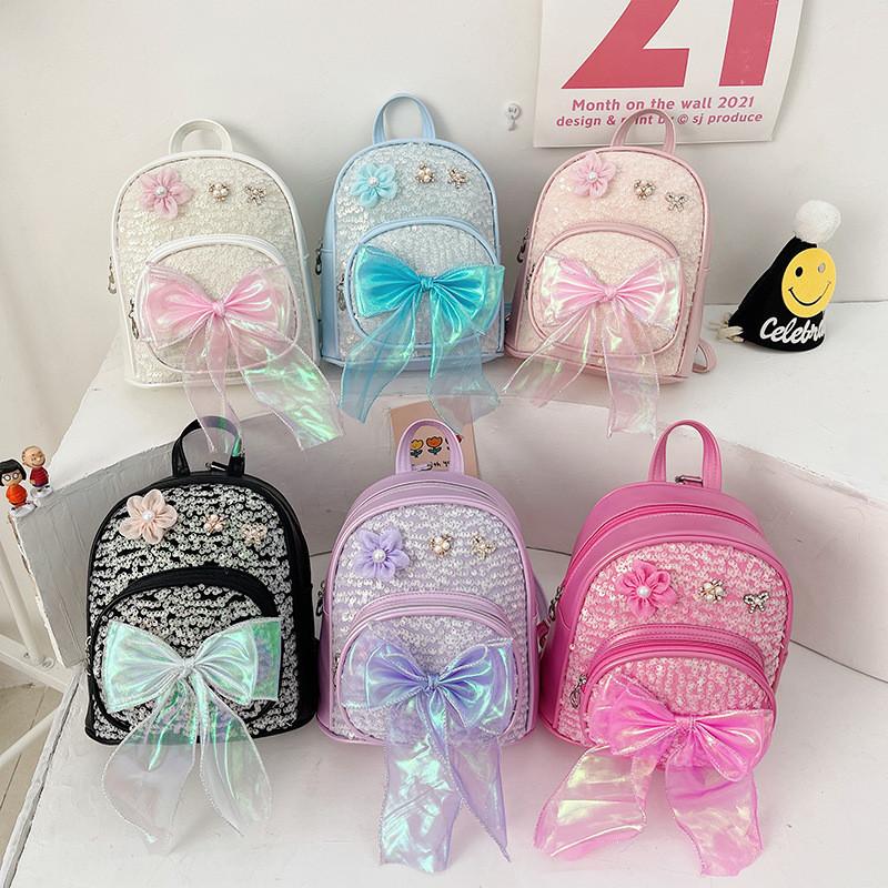 Trendy Bowknot Sequin Children's School Bag Ages 2-5 Girls Waterproof