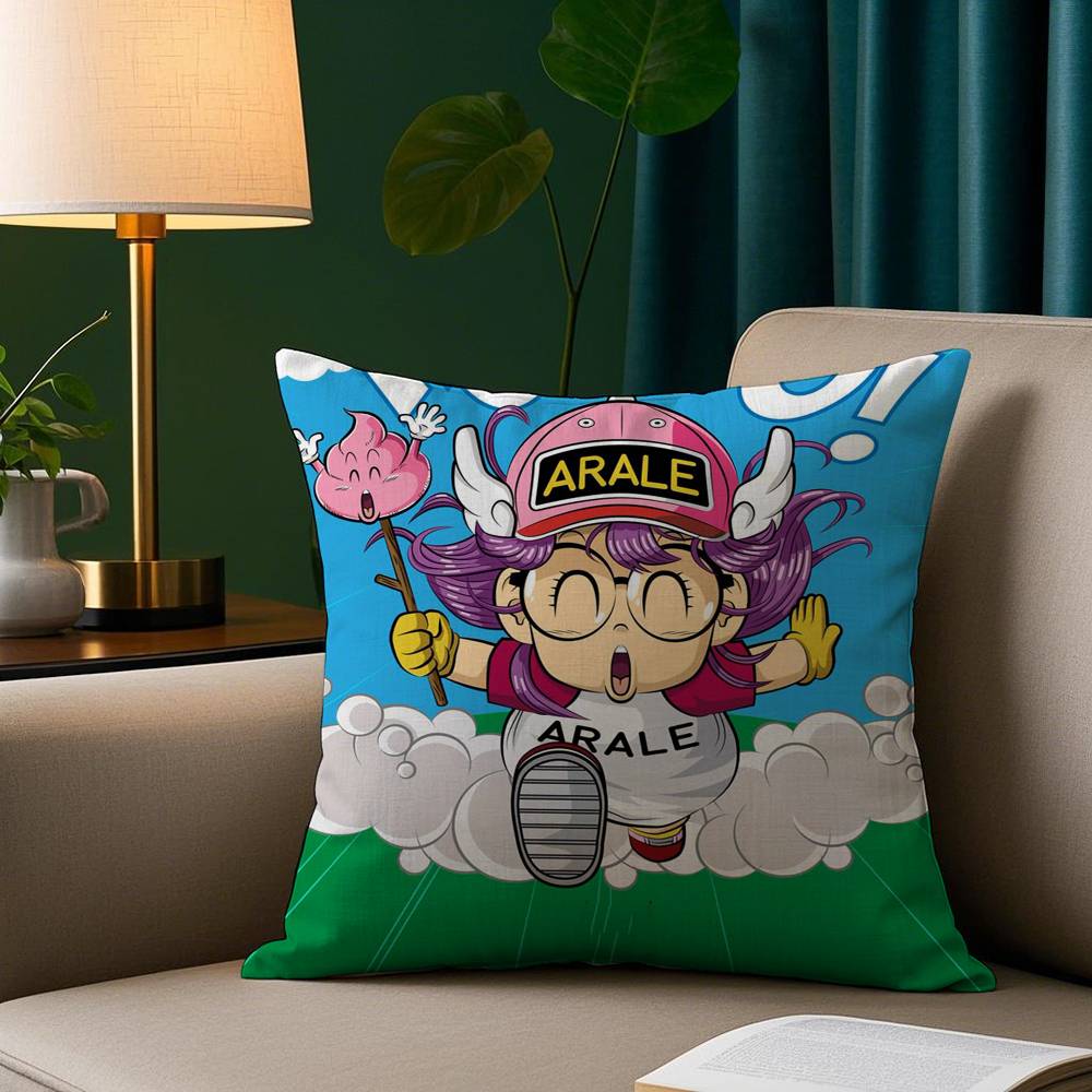Cartoon Dr S-Slump Arale Pillow Case Short Plush Print Cushion Cover Square Throw Pillow Covers Sofa Home Decor