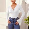 Autumn Winter Solid Slim Base Layer T Shirt Long Sleeve Shirt Women's Sexy V Neck Fashion Daily Basic Office Lady Casual Slim Fit Ladies Elegant Top