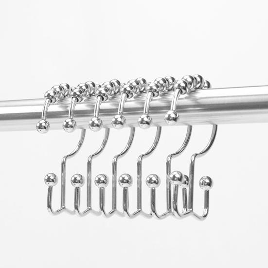 12 Pcs Shower Curtain Hooks Rust Proof Metal Shower Curtain Hooks Double