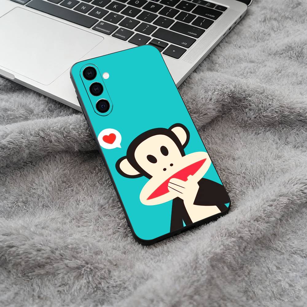 Cute P-Paul -F-Frank design Black Soft Silicone Phone Case for Samsung Galaxy A73, A71, A72, A70, A53, A52, A51