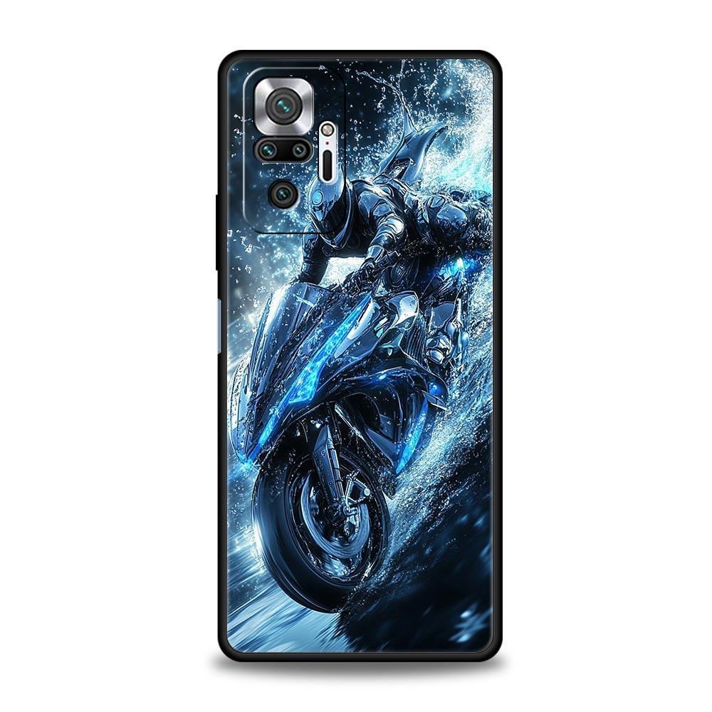 Motorcycle Phone Case Cover for Redmi 14C 10C Note 15 14 13 12 10 11 K40 Pro Plus 5G Soft TPU Shockproof Shell Fundas Capas Bags