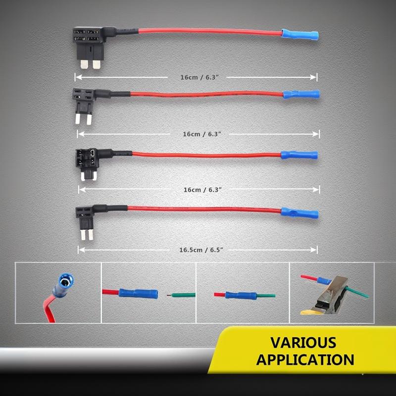12V 24V Car Add-a-circuit TAP Fuse Holder Adapter 1Pcs MINI Small Medium Size Plug and Play for Auto Electrical Equipment Installation
