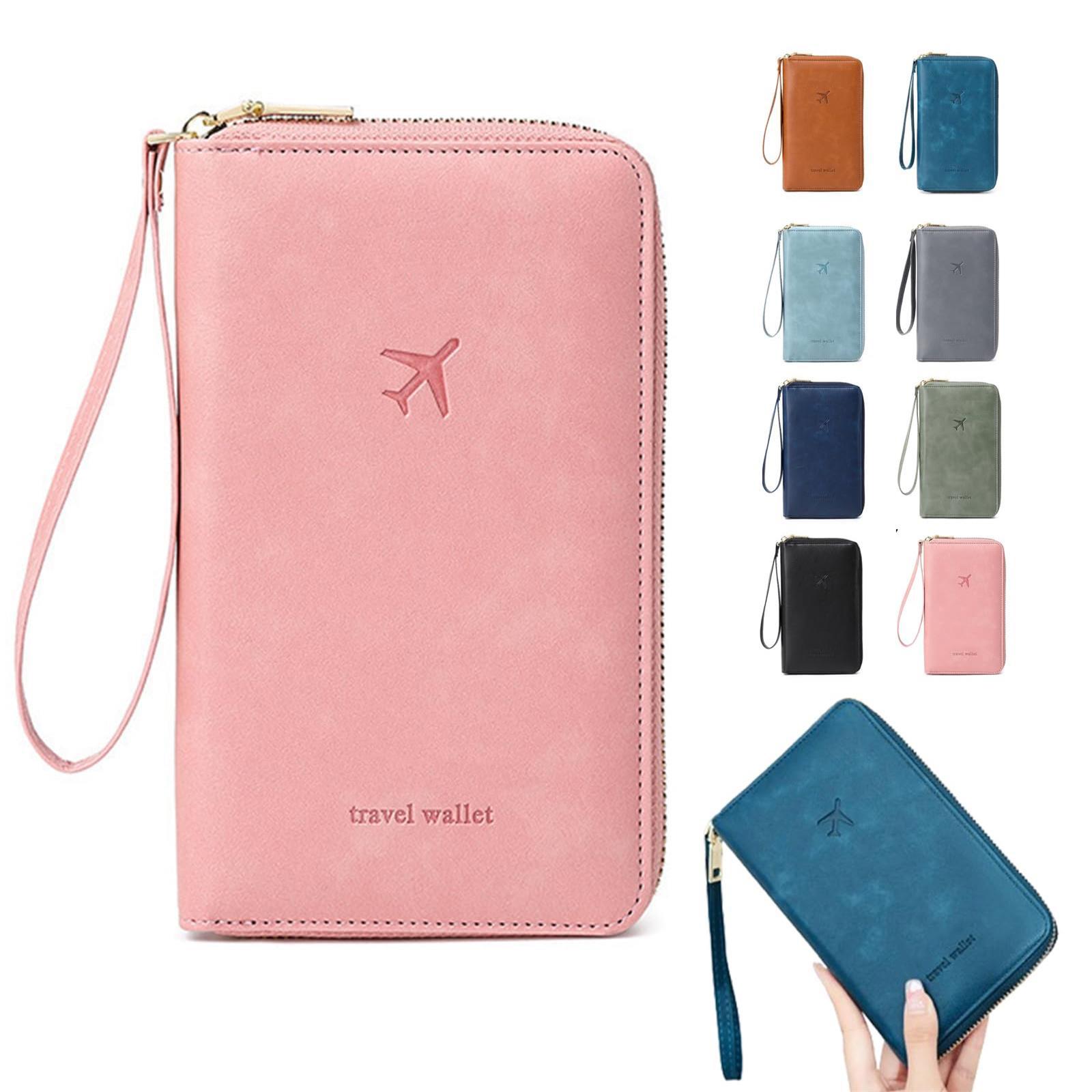 

Держатель для паспорта, Многофункциональный кошелек для паспорта, Дорожный кошелек для мужчин и женщин, Сумка для хранения ID-карт, Защитная обложка для дорожного кошелька One Size розовый