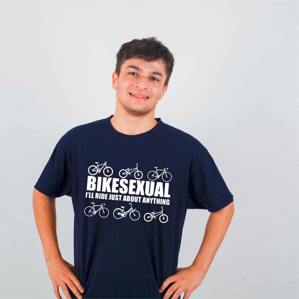 Bikesexual I'll Ride Just About Funny Cycling Bike Riding Tees & T-Shirts