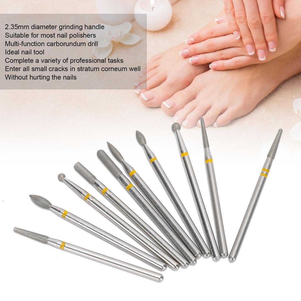 10Pcs Nail Drill Bits Milling Burr Grinder Multi Shape Removal Polishing Manicure Tools