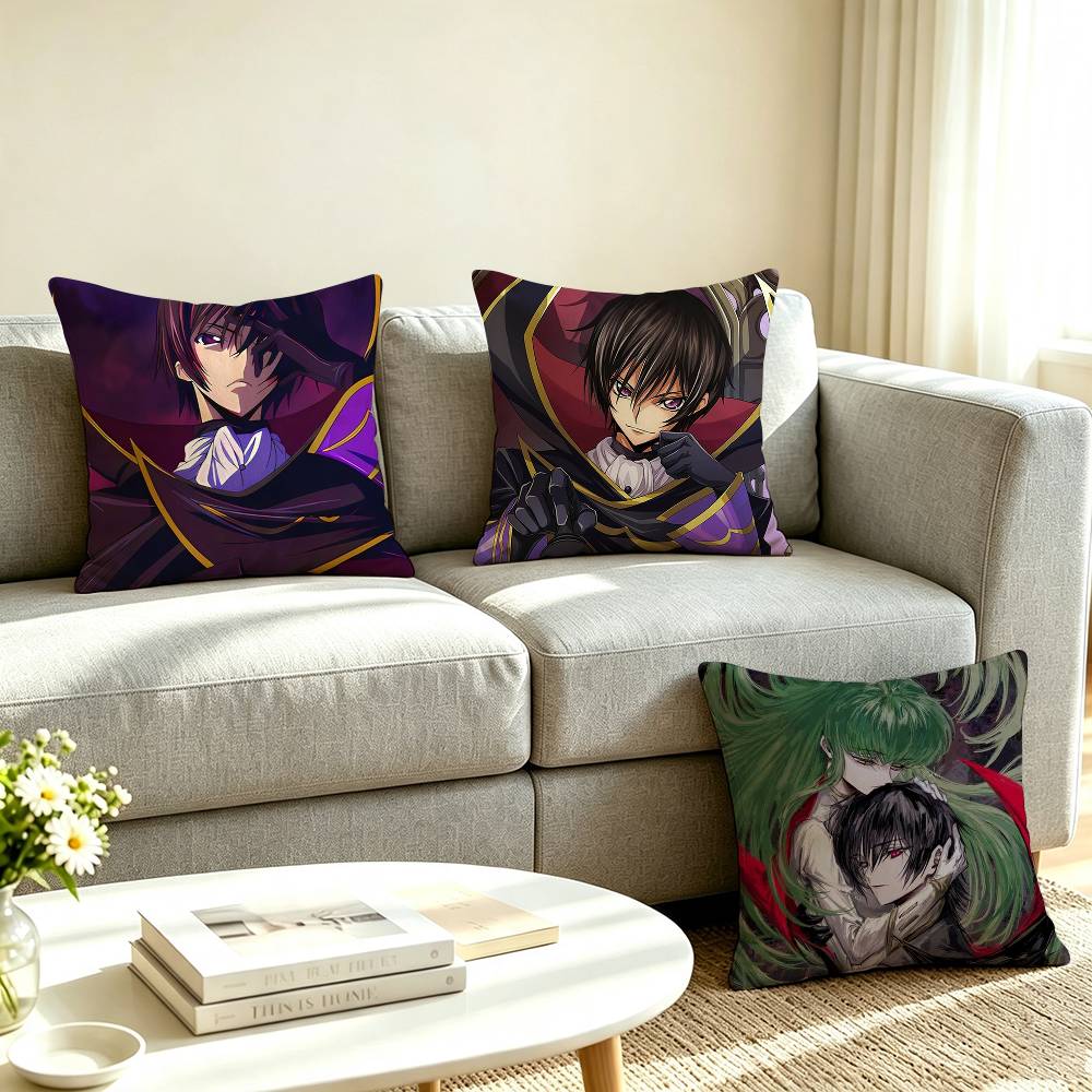 Ccode Geass Lelouch Anime Pillow Case Square Doublesided Sofa Cushion Cover Bedroom Bedside Pillow