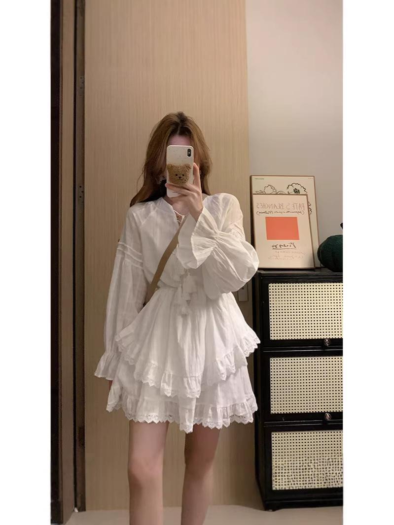 Plus Size White Textured Summer Dress with Irregular Slimming Ruffle Skirt for Girls XL