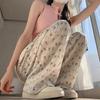 Women's Floral Spring Wide-Leg Sweatpants: High-Waist, Loose, Casual, Straight-Leg Pants