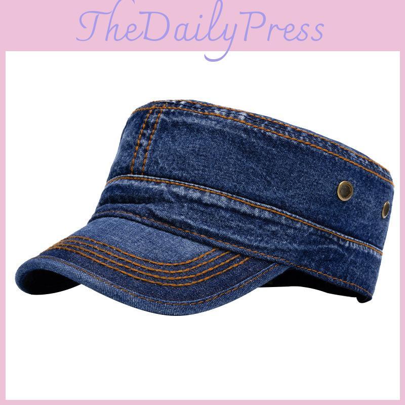 Unisex Cotton Flat Cap With Waterwashed Finish And Sunshade For Daily Outdoor Activities