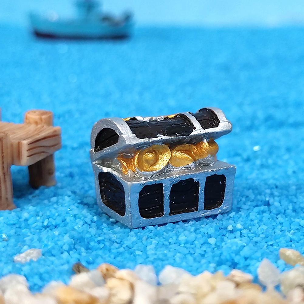 Treasure Chest Box Creative Fish Tank Aquarium Decoration Microlandscape Gold Color Coins Ornaments Resin Crafts