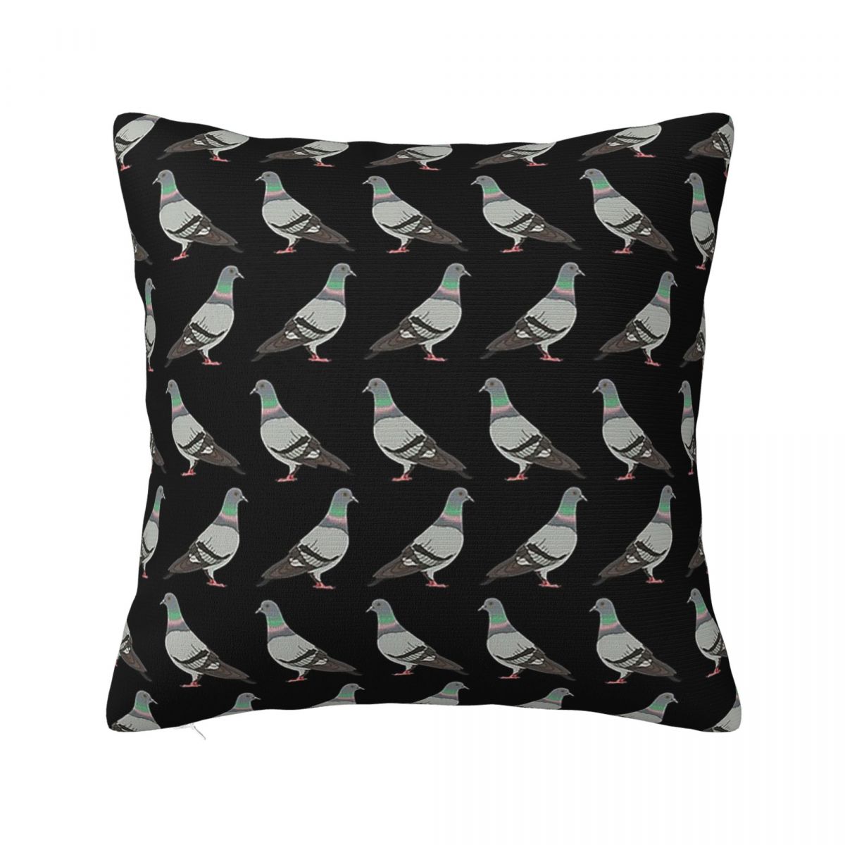 Pigeon Walk  Black Background Square Pillowcase Pillow Cover Polyester Cushion Comfort Throw Pillow for Home Living Room 30x30 cm 12x12 in