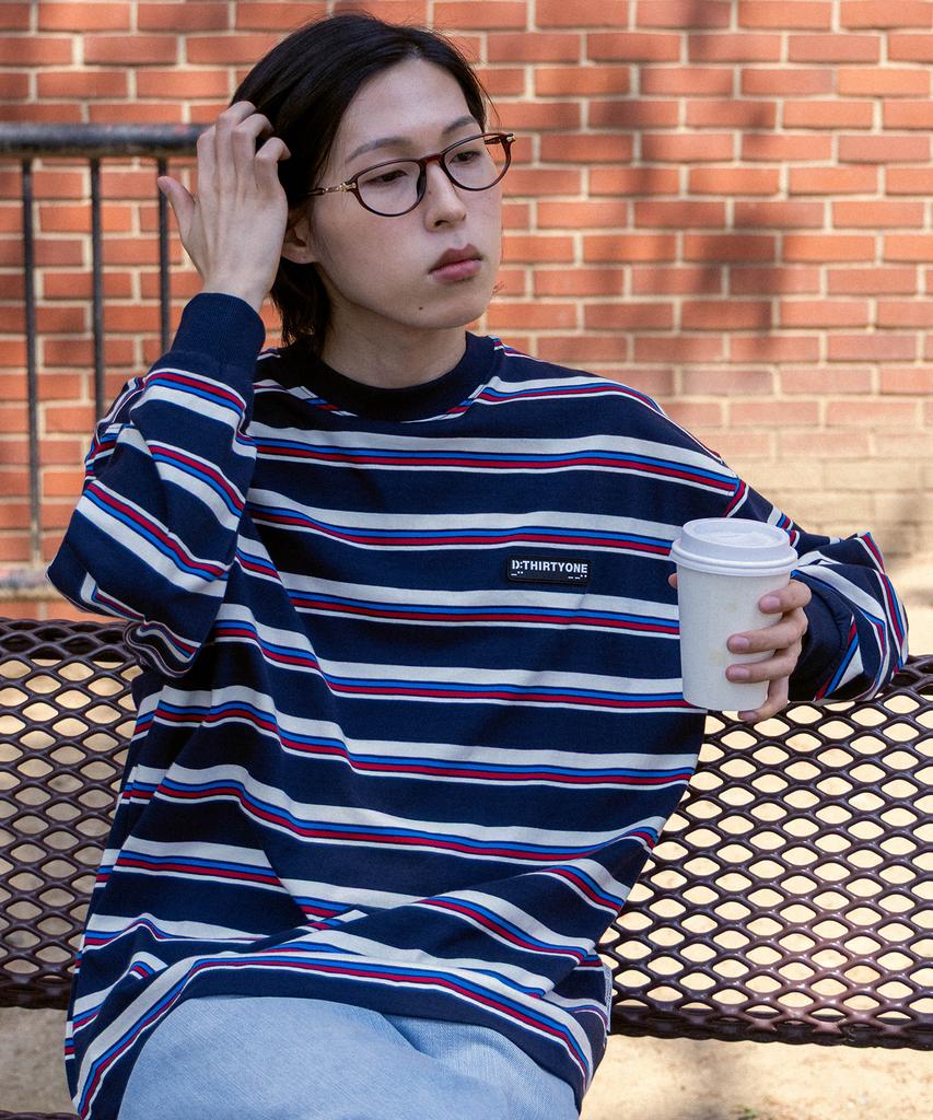 DTHIRTYONE Multi Stripe Long-Sleeved T-Shirt (Navy)