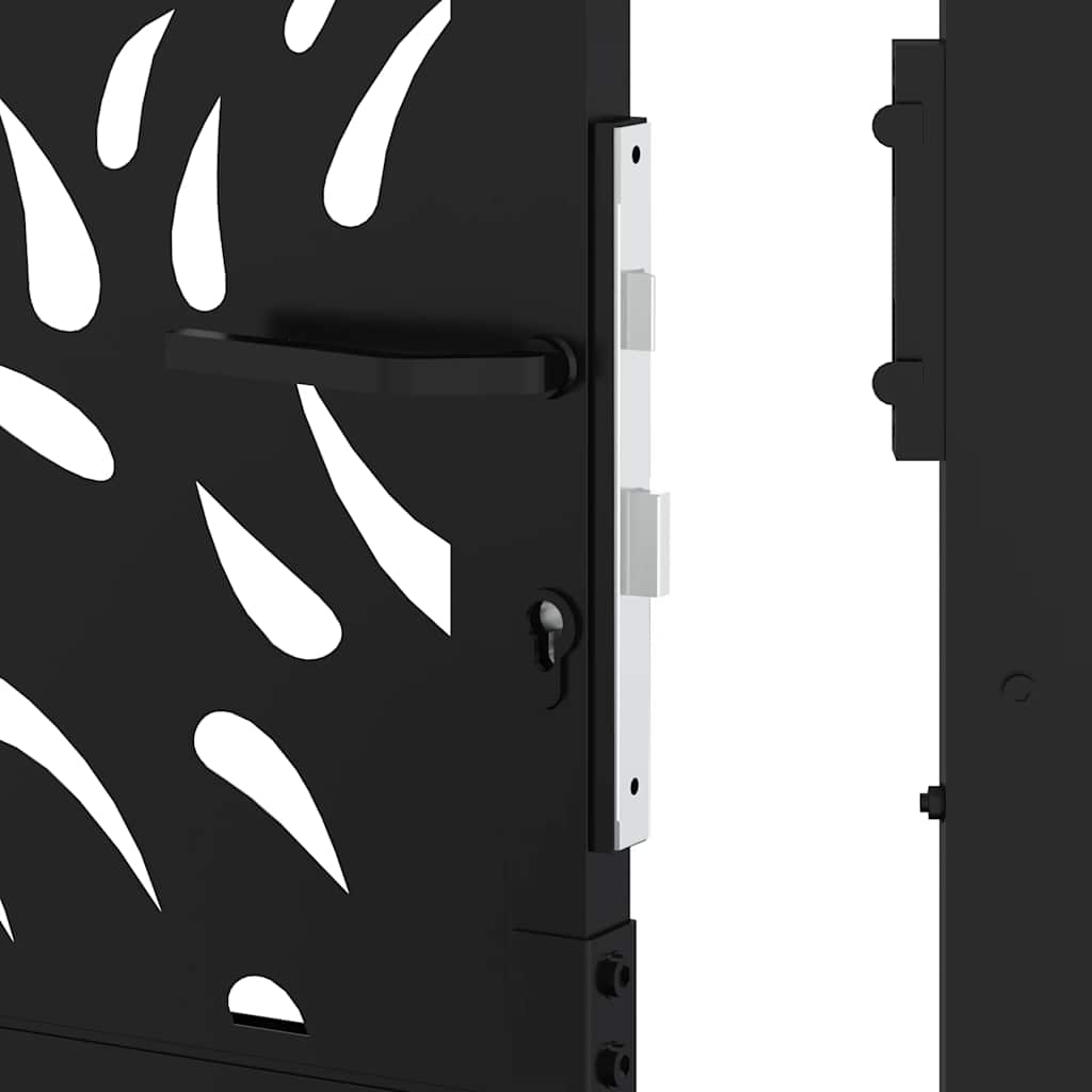 Black Garden Gate 105X155 Cm Steel Flame Pattern