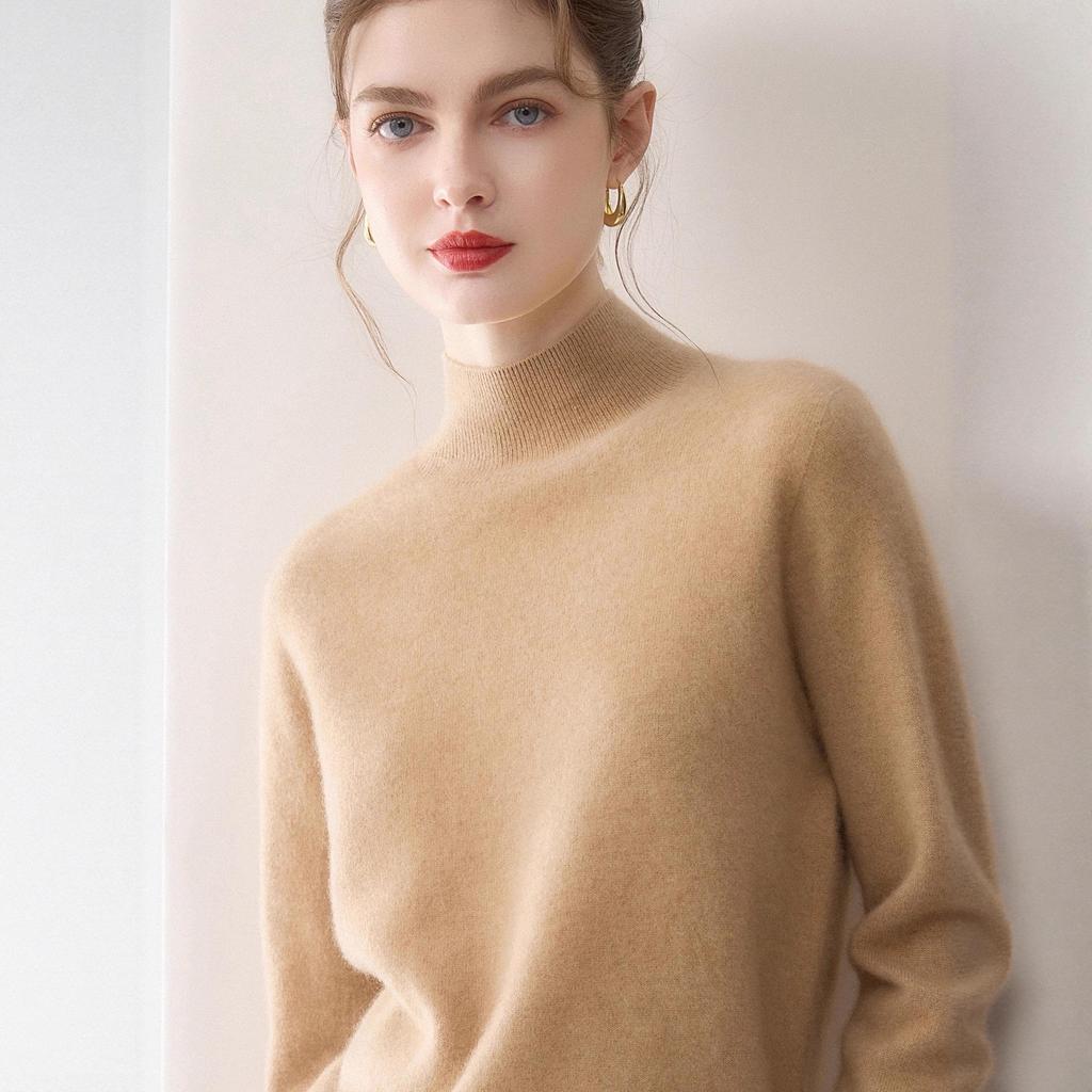 Women's 100% Pure Cashmere Solid Color Sweater - Versatile, Warm Knit Base Layer