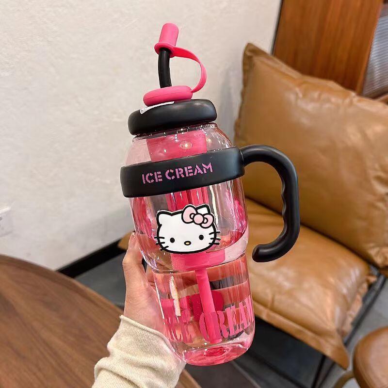 Xinqiji 1300ml KT Cat Plastic Straw Tumbler