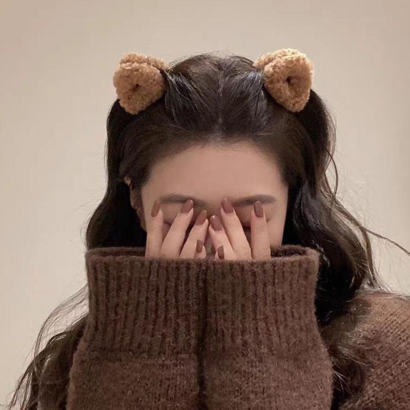 2 st söta kattöra plysch hårspännen små fluffiga hårklor vackra kvinnor hårnålar mode huvudbonader för flickor håraccessoarer