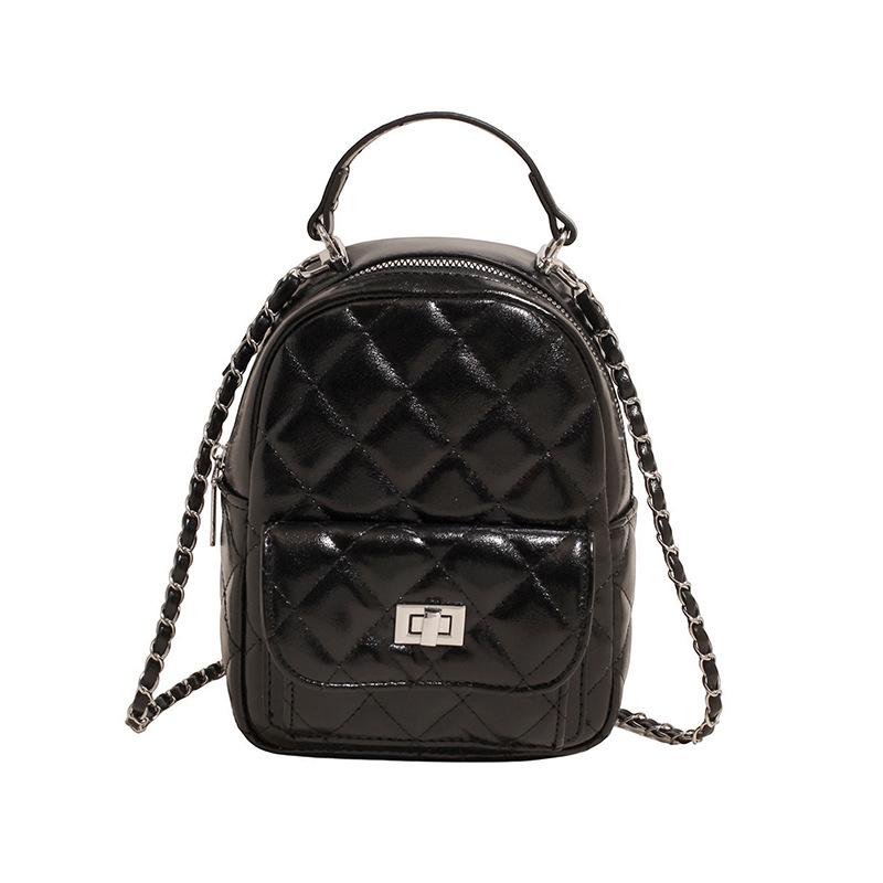 

Summer hot-selling Korean foreign style small fragrant style rhombus multi-back small bag women s fashion versatile chain backpack чёрный