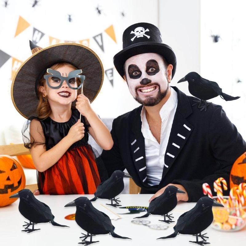 8 szt. Sztuczne Wrony Realistyczne Upierzone Wrony na Dekorację Halloween