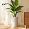 Sturdy Decorative Pot for Living Room Entryway Tall Round Flower with Drainage Holes, 17 Inch Stone-Look Versatile Indoor Outdoor Greenery Container
