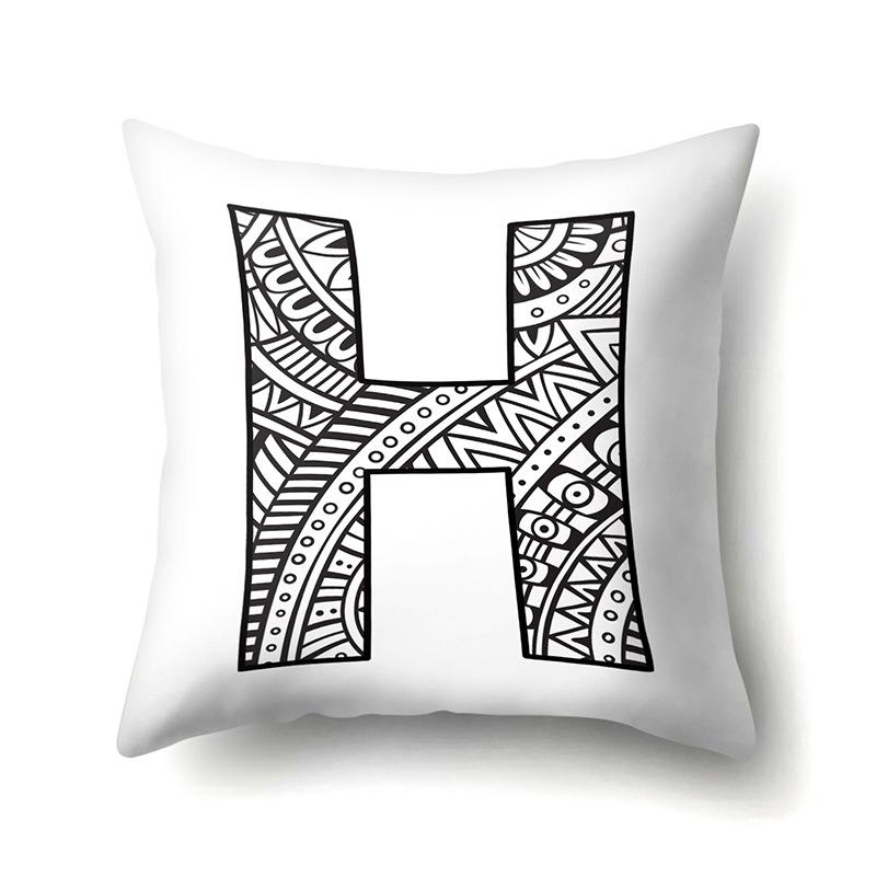 Polyester Pillow Case Pencil Drawing Geometric Decorative Print 26 English Letters Pillow Cushion Cover Simple