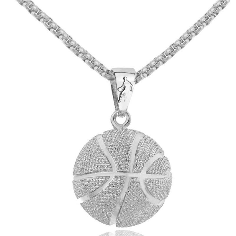 

Fashion 3d Design Basketball Pendant Necklace Men Paired Decorative Jewelry Gift срібний