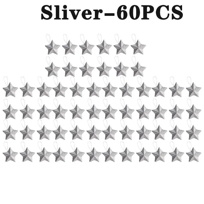 Guldglitter Stjärnprydnader Julgran Hängande Hänge 2025 Juldekorationer för Hemmet Navidad Nyårsfest DIY-gåva