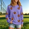 Women's Casual Neck Rugby Print Sweatshirt for Everyday Wear
