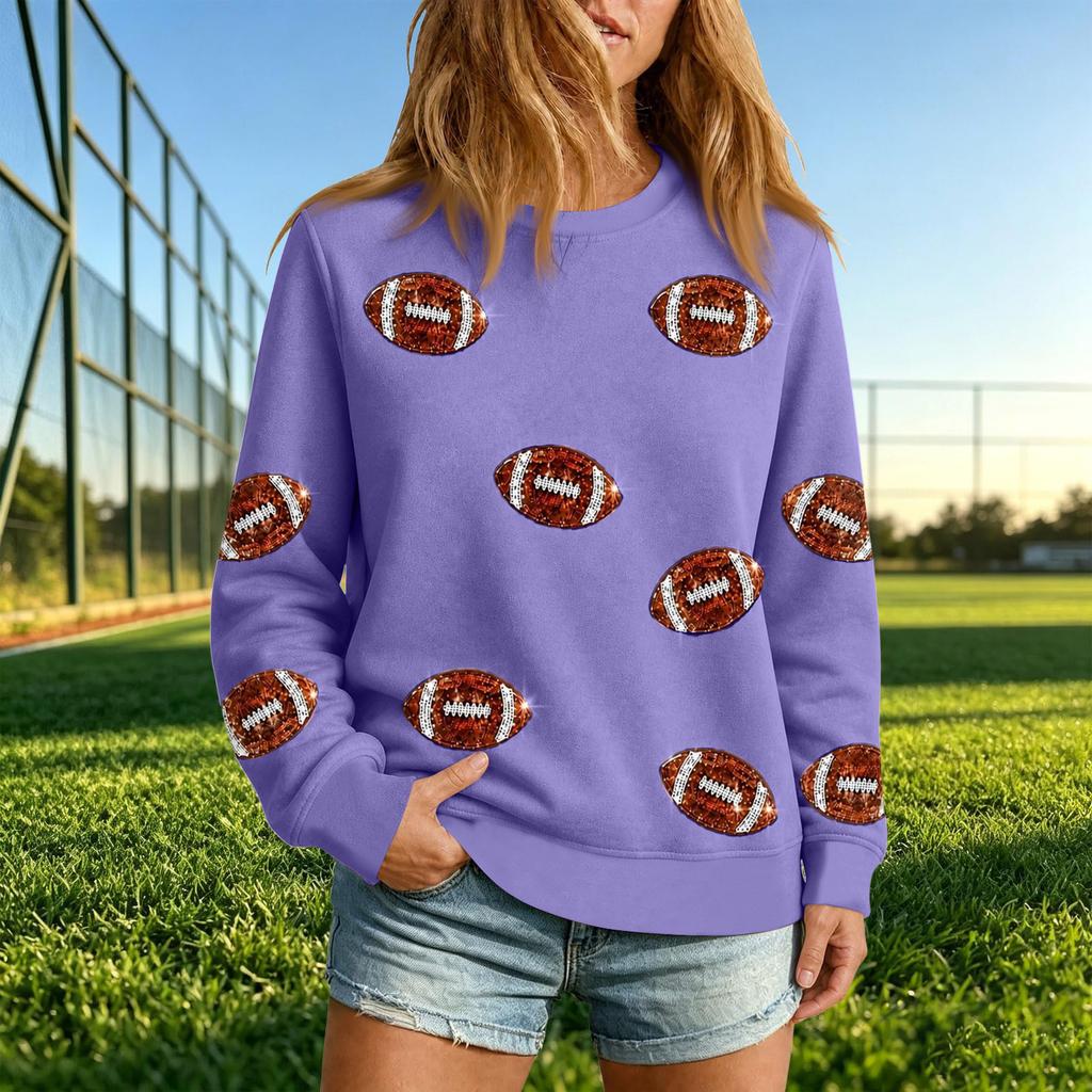 Women's Casual Neck Rugby Print Sweatshirt for Everyday Wear