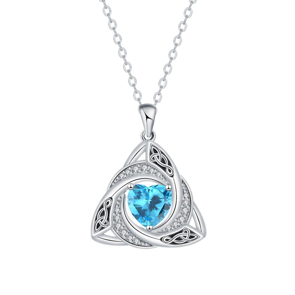 Geometric Witch Knot Zodiac Necklace - Celtic Pendant with Twelve Stones Holiday Gift
