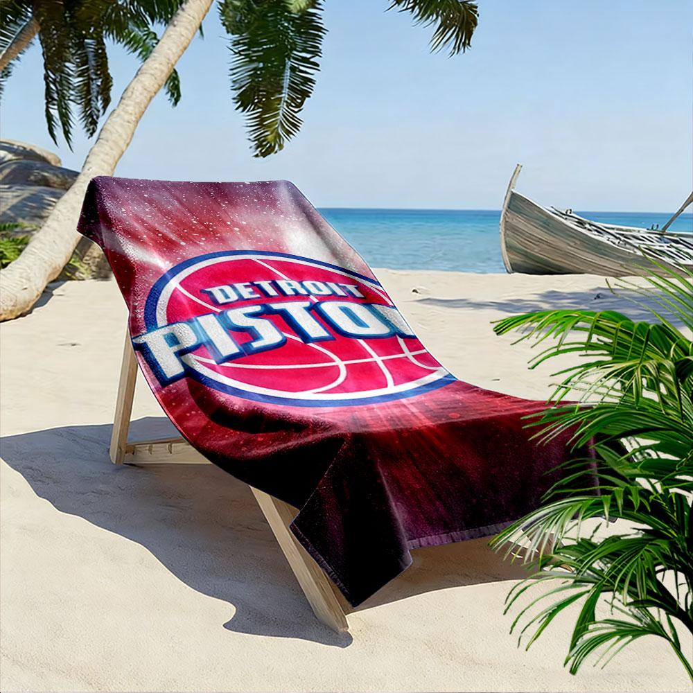Giant Beach Towel with Detroit Pistons Logo, Quick Dry Microfiber, Soft Absorbent, for Beach Pool Basketball Fan Gift
