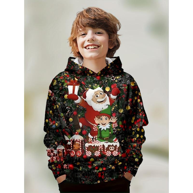 

Детская одежда Толстовки с длинным рукавом 3D Рождественский принт Детская весенне-осенняя одежда Стильная праздничная атмосфера Девочки Одежда Топы 160