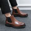 Luxury British Brogue Thick Work Chelsea High Top Casual Leather Mens Designer Business Dress Shoes for Men Ankle Boots Footwear