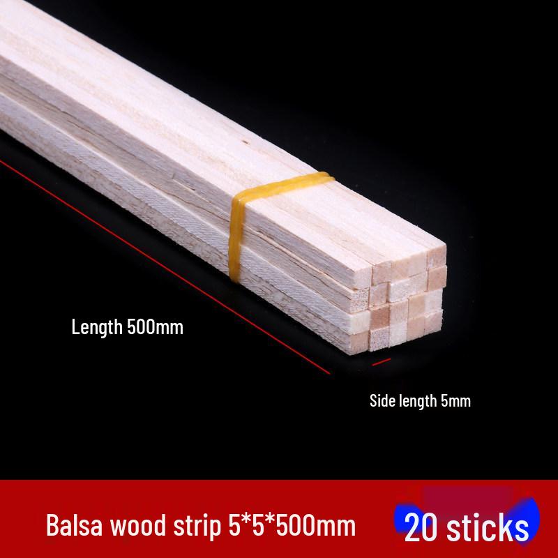DIY Handmade Balsa Wood Round Rods and Strips for Model Building and Aircraft Model Kits