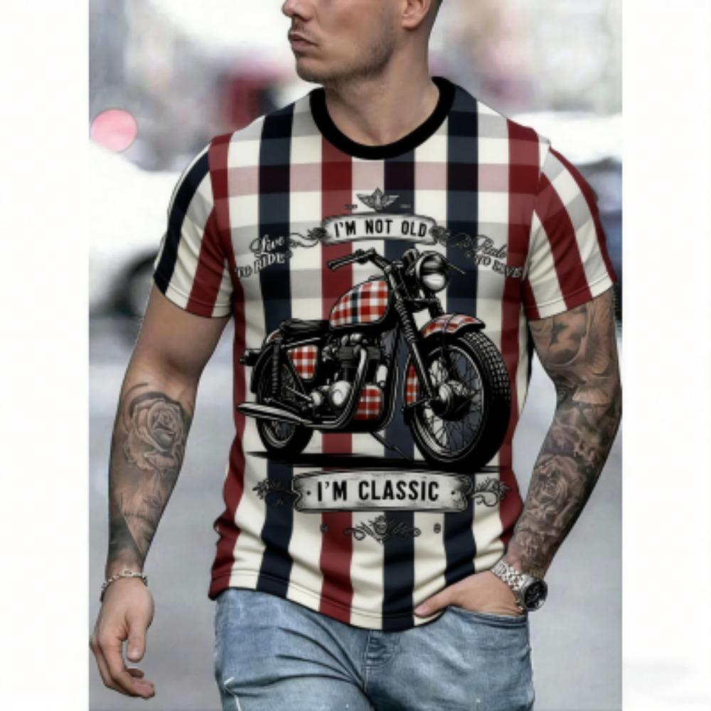 

Summer Kids T-Shirt Grid Motorcycle 3D Print Tees Top Street Casual Loose Outdoor Short Sleeve Boy and Girl T-shirt 100