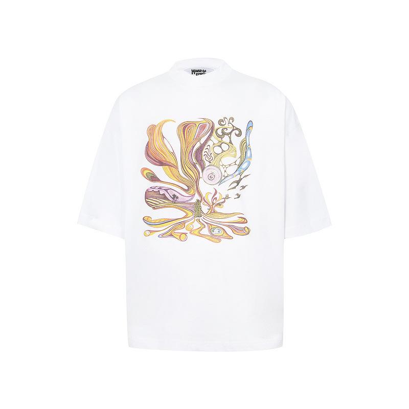 Cross-border trendy brand HOUSE & ERRORS Eye of Truth Letter Pattern Printed Short Sleeve T-Shirt Men's and Women's High Street Half Sleeve
