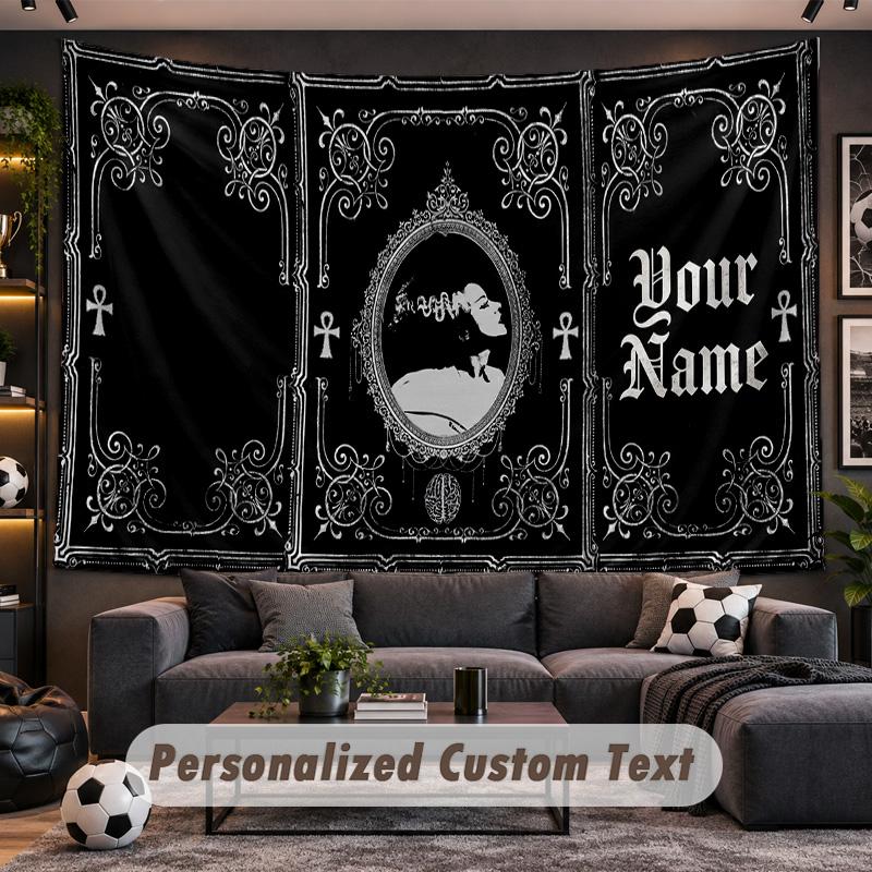 Bride of Frankenstein Personalized Tapestry Support Custom Name, Wall Art Home Decoration