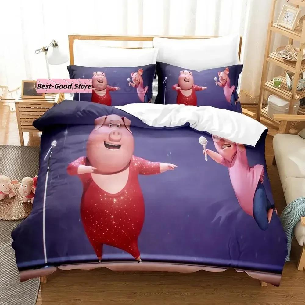Nuovo Set Biancheria da Letto Sing 2 Singolo Gemello Matrimoniale Queen King Size Set Letto Adulto Bambino Camera da Letto Copripiumino Set Stampa 3D Kawaii Aniem