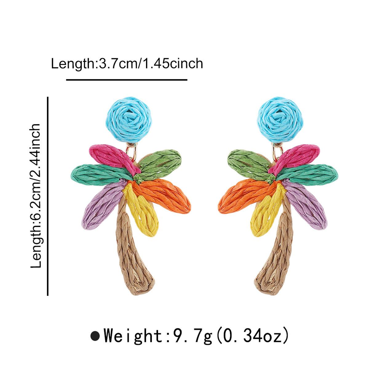 Летние Праздничные Пляжные Серьги из Плетеной Рафии Сладкий Свежий Дизайн Серьги с Кокосовой Пальмой Для Женщин Украшения разноцветный
