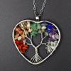 Handmade 7-Color Crystal Money Tree Pendant Necklace with Natural Stone