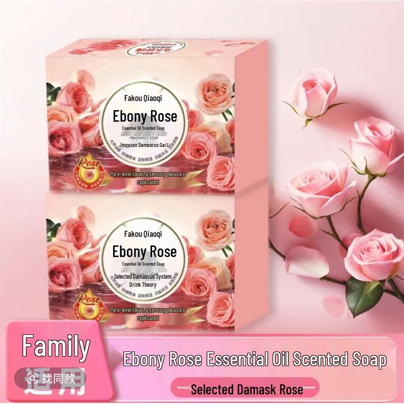 Ebony Rose Scent Soap 4x135g with Foaming Net: Unisex Shower, Face, and Hand Soap with Long-Lasting Moisturizing Fragrance.