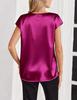 Women's Solid Color Satin V-Neck T-Shirt - Spring/Summer Casual Business Top