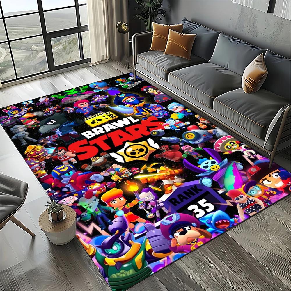 HOT B-Brawlls Cartoon Game 3D Print Rug Carpet for Living Room Bedroom Home Decor,kids Play Non-slip for Sofa Doormat